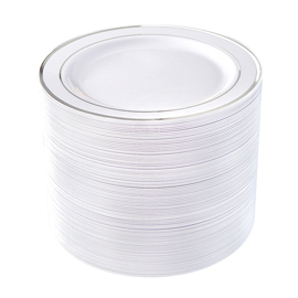 80pcs Plastic Silver Plates, 9