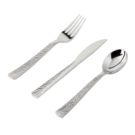 180 pieces Silver Plastic Silverware, Party Supplies Plastic Flatware, Plastic Silver Hammered Cutlery(Supernal)