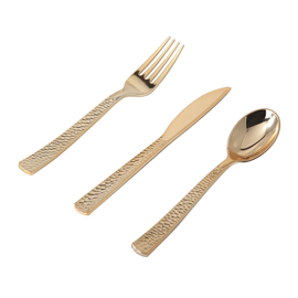 180 pieces Gold Plastic Silverware, Party Plastic Flatware, Wedding Plastic Cutlery(Supernal)