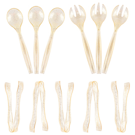 72 pcs Disposable Plastic Serving Utensils, Gold Plastic Silverware(Supernal)