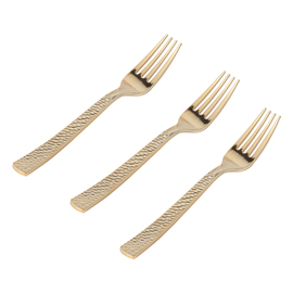 300pcs Gold Plastic Forks, Disposable Hammered Cutlery, Premium Heavyweight Silverware Polished, Perfect for Big Party,Catering Events, Weddings and Daily using, Supernal RC033-1