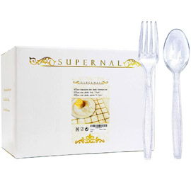 Plastic Silverware 400pcs Disposable Clear Plastic Silverware Crystal Plastic Cutery Plastic forks and Spoons 200 forks and 200 spoons Supernal