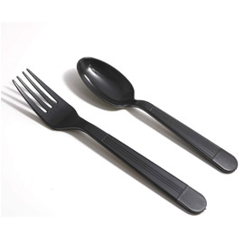 Supernal 400pcs Black Plastic Silverware, Disposable Plastic Flatware, Plastic Forks and Spoons, Black Plastic Cutlery, 200 Forks and 200 Spoons, Covenient for take-Out and Buffet