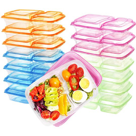 Supernal 36 Pack Meal Prep Containers，Clear Bento Box，2 Compartment with Lids, Food Storage Containers, Microwave/Dishwasher/Freezer Safe（Orange，Pink，Green，Blue）