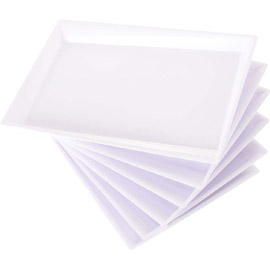 Supernal 12pcs White Plastic Serving Trays，Rectangle Platter，Plastic Fast Food Tray，15''X10'' Decorative Serving Trays，Wedding Platter Party Trays，Disposable Serving Party Platters